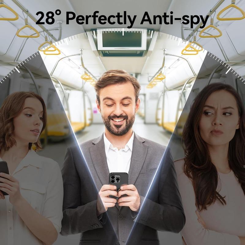 iPhone 16 Pro Privacy Screen Protector - Spyproof 3D Fully Covered Shatter-proof Tempered Glass, Bubble-free,easy To Install and Durable Against Drops