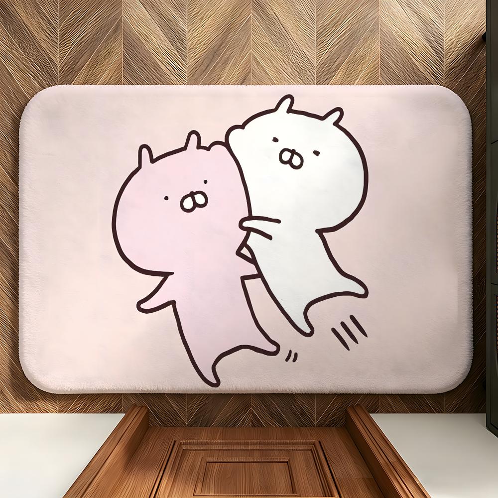 Character U-Usamaru Floor Mat Soft Flannel Entrance Door Mat Non Slip Absorbent Bathroom Bedroom Floor Rug