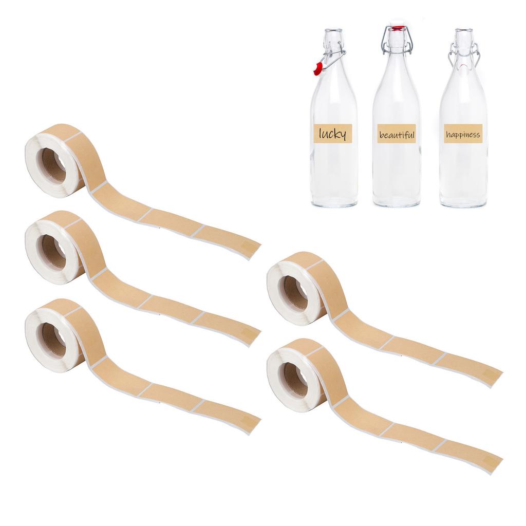 1300 Pcs Kraft Label Sticker 5x2.5cm Blank Self Adhesive Kraft Label Sticker for Jar Bottle Container Scrapbook Folder