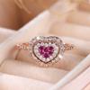 Sparkling Cubic Zirconia Heart Engagement Ring for Women Romantic Proposal Jewelry Rose Gold Color Gift