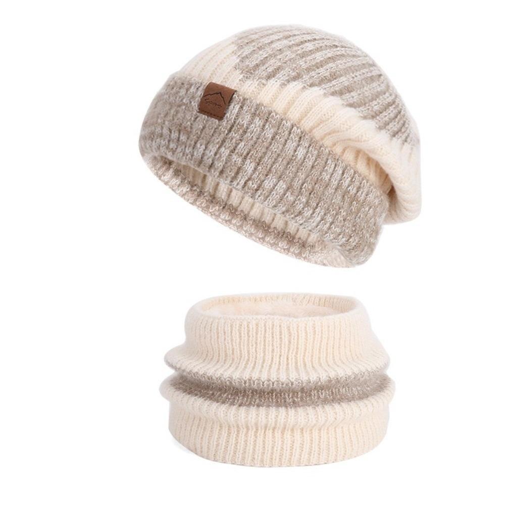 Soft Winter Beanie Hat Scarf Set Thicken Warm Wool Hat Neck Warmer Thermal Knit Cap Cold Weather