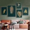 Golden Luxury Painting Abstract Wall Art Plant Leaf Home Bedroom Dining Room Decoration Indoor Canvas Poster HD Printing Cuadros