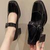 Retro Style Thick Heel Women Square Toe Mary Jane Shoes Shallow Pu Leather Shoes Ladies Comfort Office Pumps