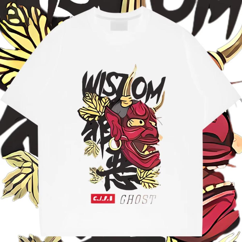 Маска с коротким рукавом Свободная одежда Американский ретро Для мужской футболки С принтом рэпера Футболка Уличный стиль Футболка Удобная Эластичная футболка