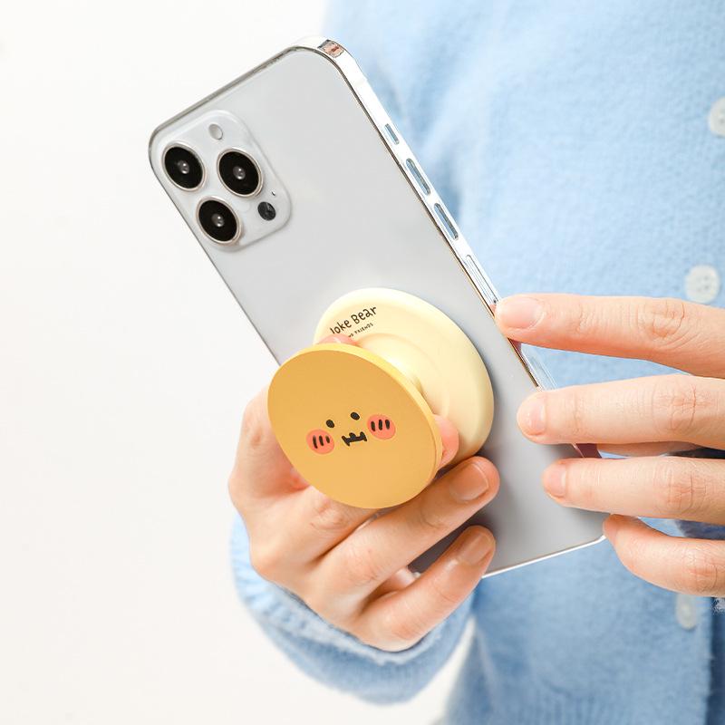 Authentic Self-Deprecating Bear Magnetic Phone Holder - Cute Cartoon Desktop Stand for Universal Use