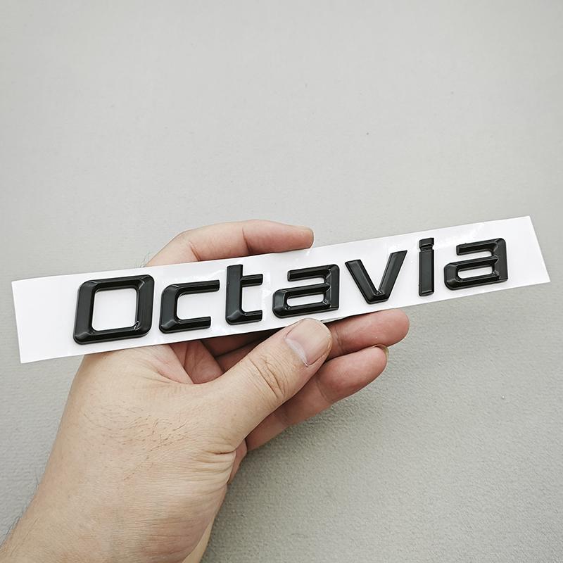 QPZF2 3D ABS Chrome Black Logo OCTAVIA TSI Emblem Letters Car Rear Trunk Badge For Skoda Octavia 1 2 3 4 A5 A7 MK3 Sticker Accessories