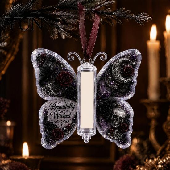 Creative Cash Present Box Acrylic Butterfly Gift Ornament, Christmas Halloween Money Holder with Clear Decorative Holiday Storage Compartment, Hanging