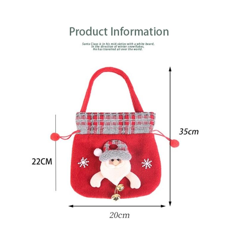 Рождественское украшение, маленький подарок, мягкая плюшевая подарочная сумка, канун Рождества, упаковочная коробка для яблок, сумка-тоут, банка для конфет, сумка для яблока