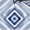 3D Geometric Metal Wind Spinner for Outdoor Garden Decor Blue and White Hanging Yard Art All Season Durable Wind Sculpture for Patio and Home
