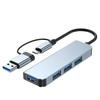 4 Port USB 3.0 Hub, Aluminum Type C Hub with 1xUSB 3.0 + 3xUSB 2.0, Dual Input USB C USB A Option, Bus-Powered USB Expander