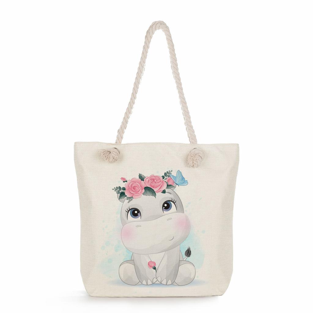 Animal print thick rope single-shoulder beach bag 7286 CLE