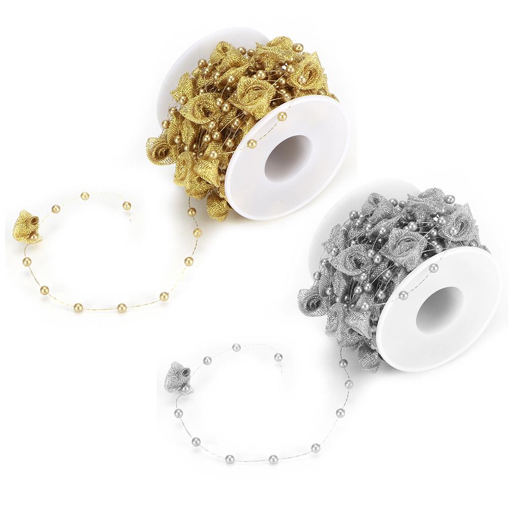 10 м искусственный жемчуг, бусины, цепочки, лента, роза, нить, бисерная линия, аксессуары для одежды, сделай сам, мате