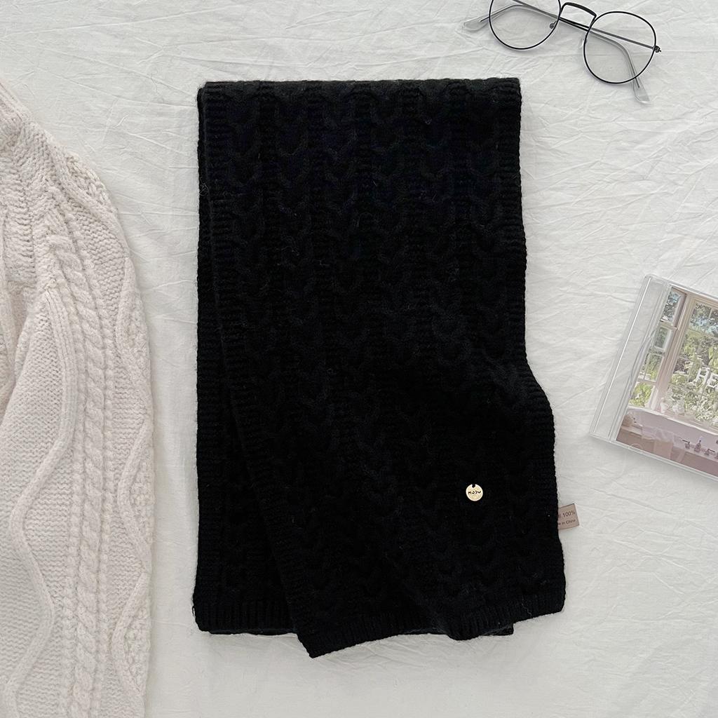 New 100% Wool Scarf Winter  Solid Color Knitted Scarf Universal Warm Scarf Holiday Gift