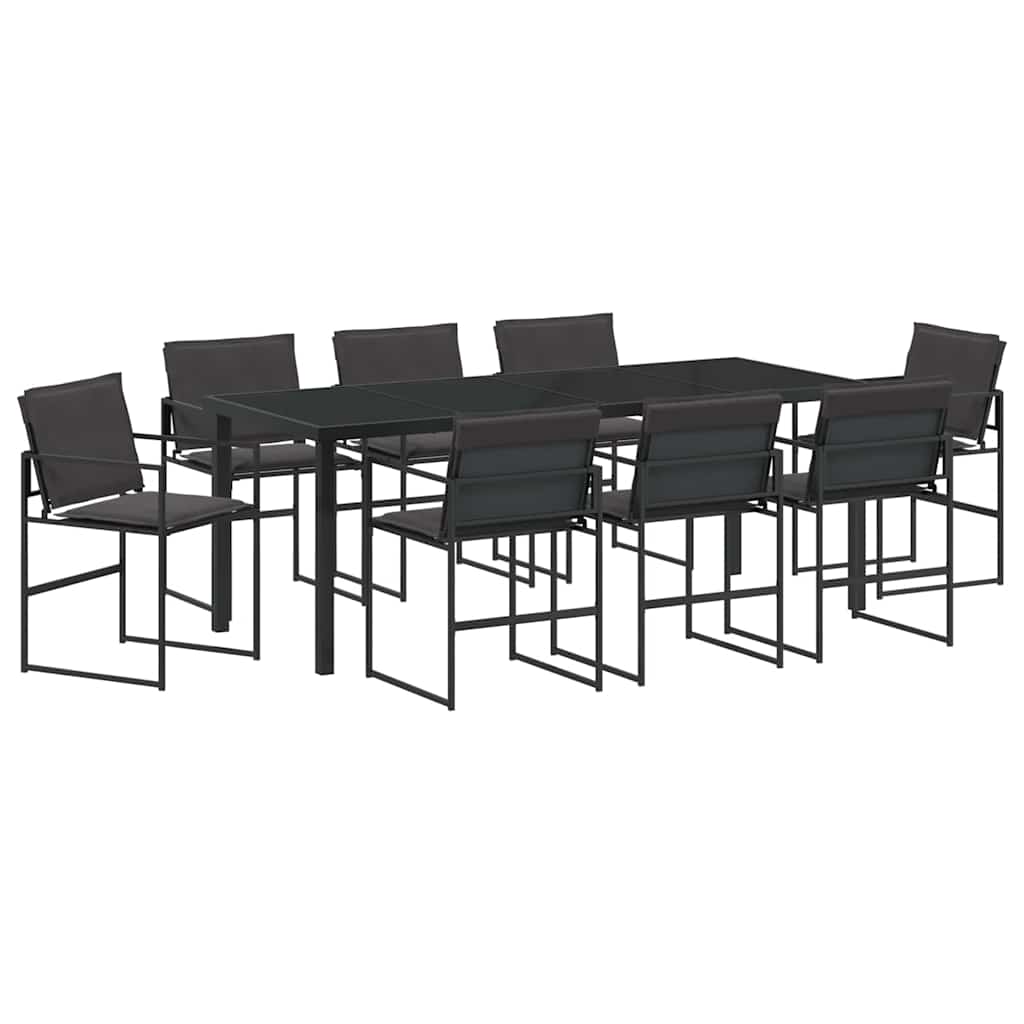 Garden Dining Set 9 pcs Black 200 x 80 x 73 cm