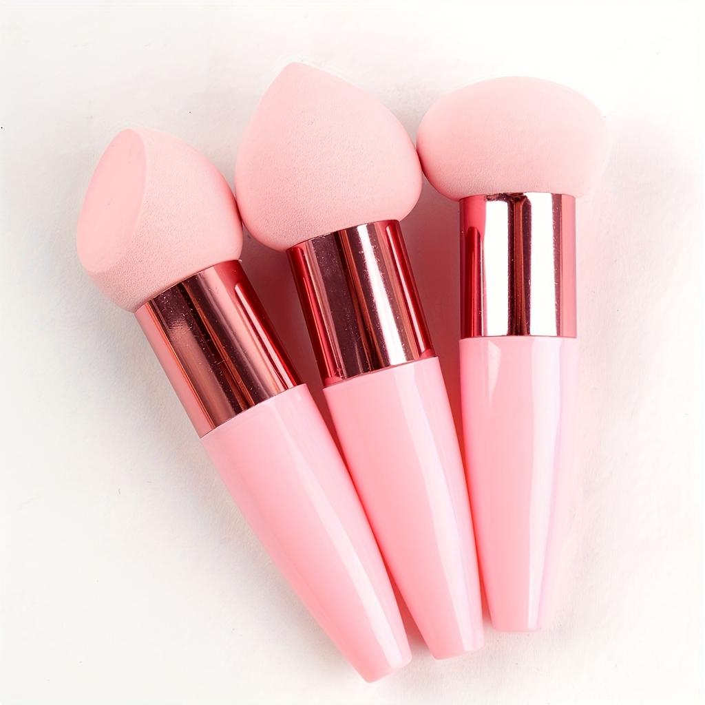 Набор из 3 спонжей для макияжа, мягкие бьюти-блендеры с эргономичными ручками для нанесения тональной основы, румян и пудровых продуктов, кисти для макияжа