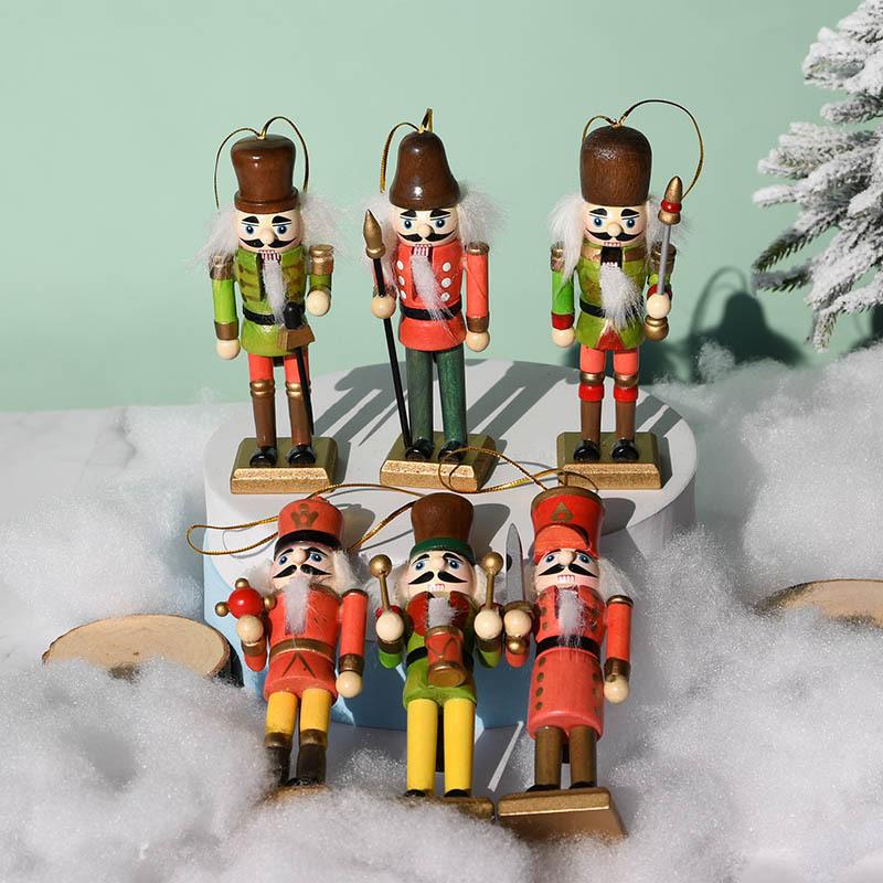 Кукольные игрушки 13 см Щелкунчик Солдаты из орехового дерева Расписные детские рождественские игрушки 6 шт./лот