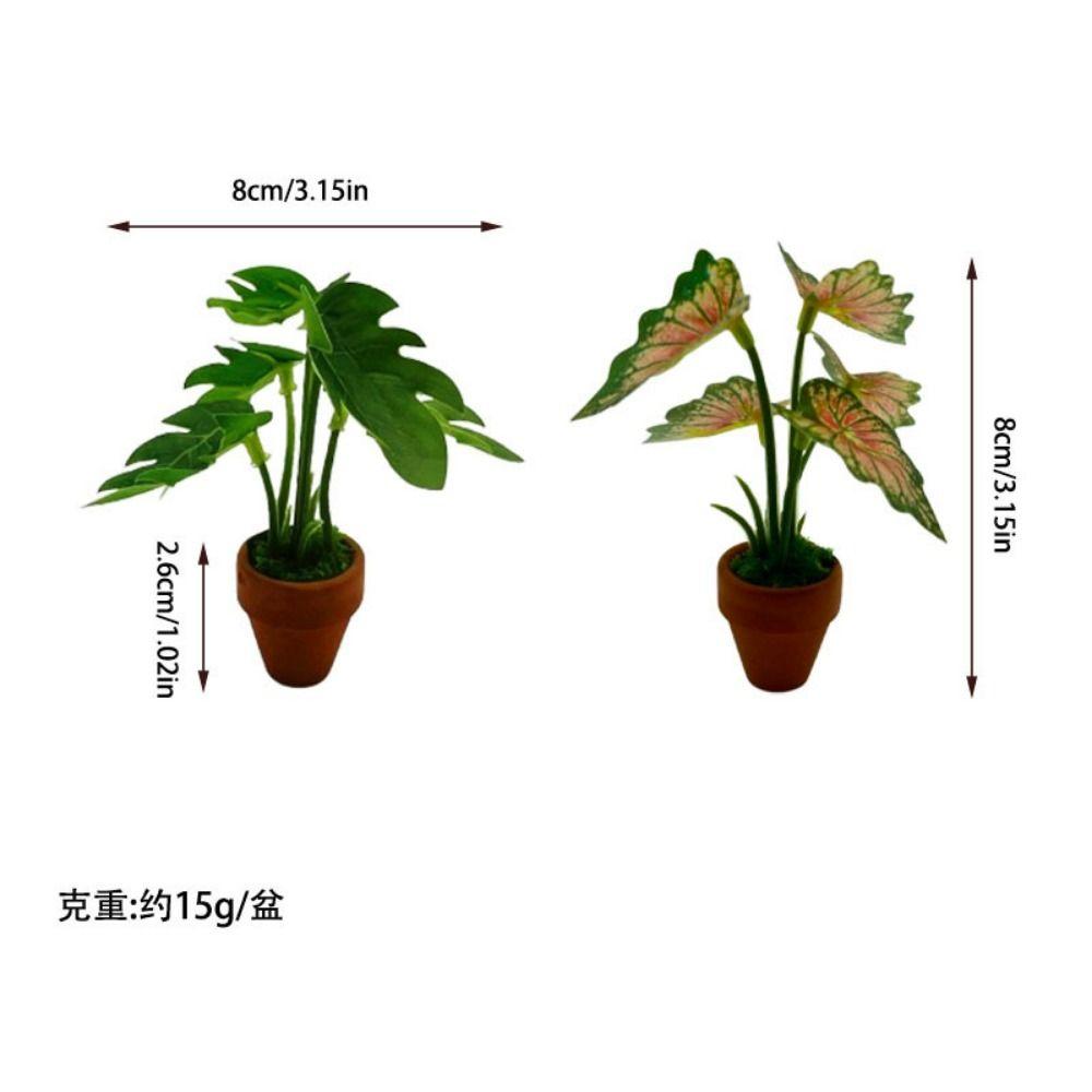 Mini Simulation Green Plants Plastic Colorful Taro Green Plant Miniature Dollhouse Decorations