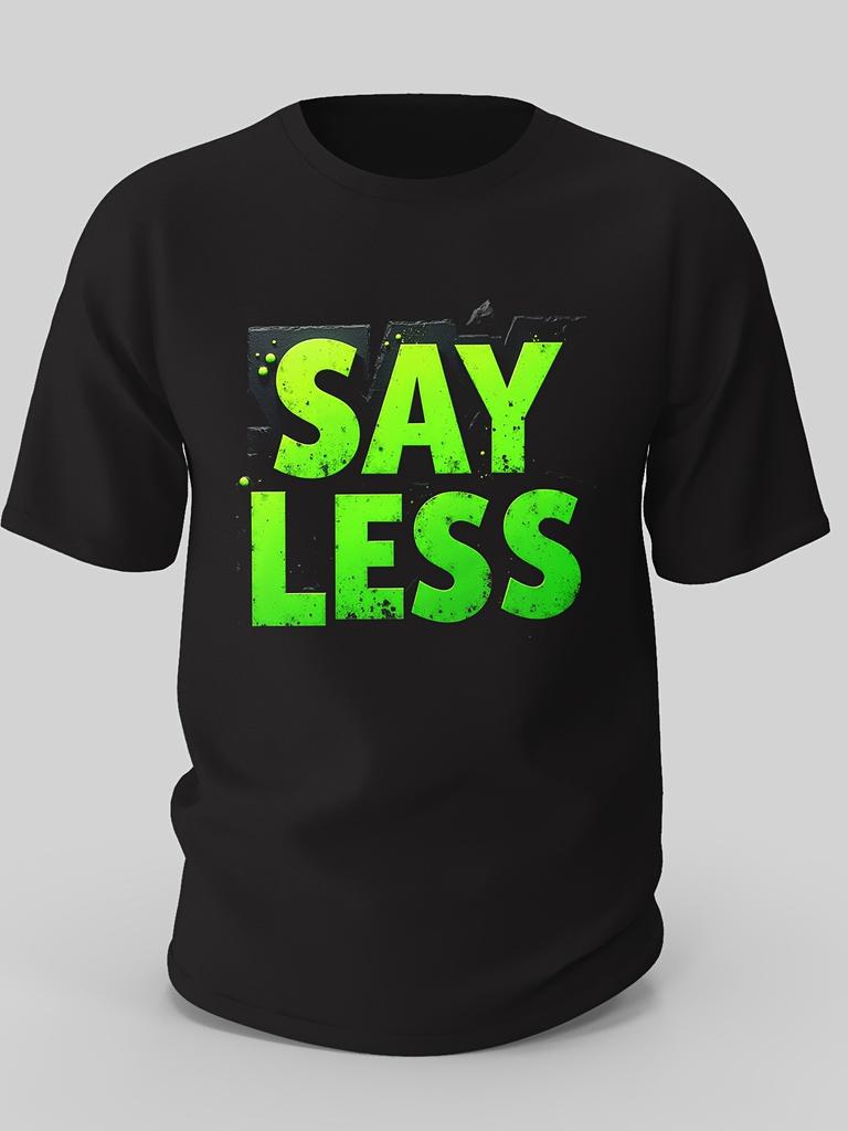 Say Less Graphic T-Shirt for Men & Women - Say Less Print with Green Lettering, Casual Round Neck