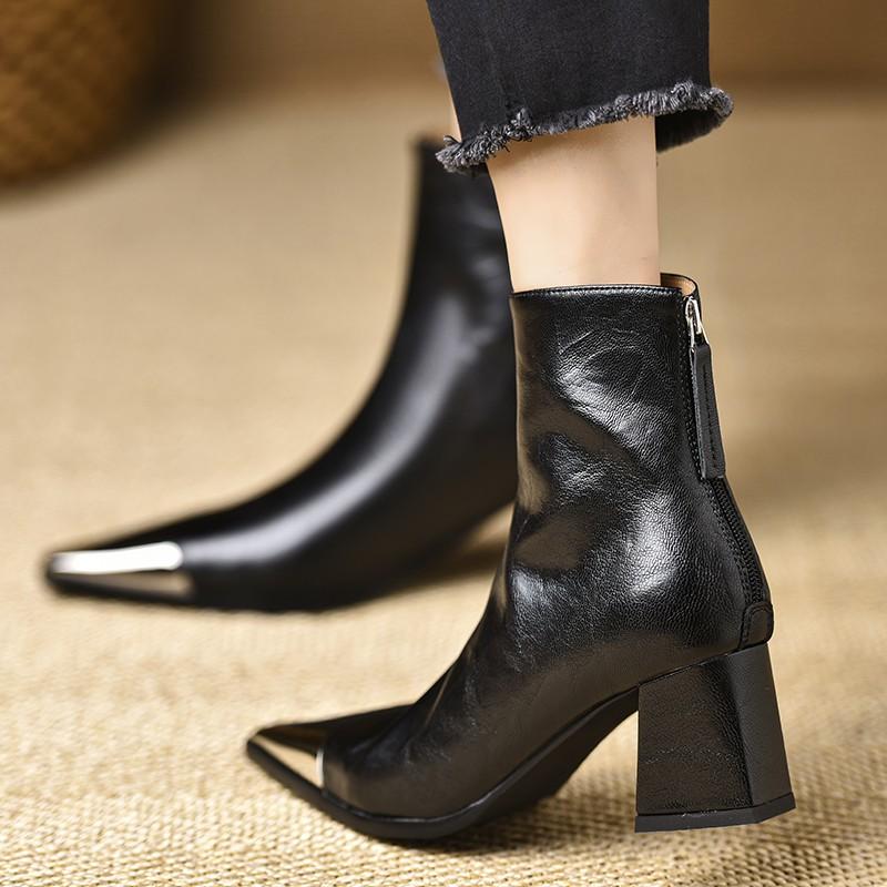 New Designer Vintage Women Ankle Boots Fashion Pointed Toe Short Booties Elegant High Heels Shoes Botas Mujer