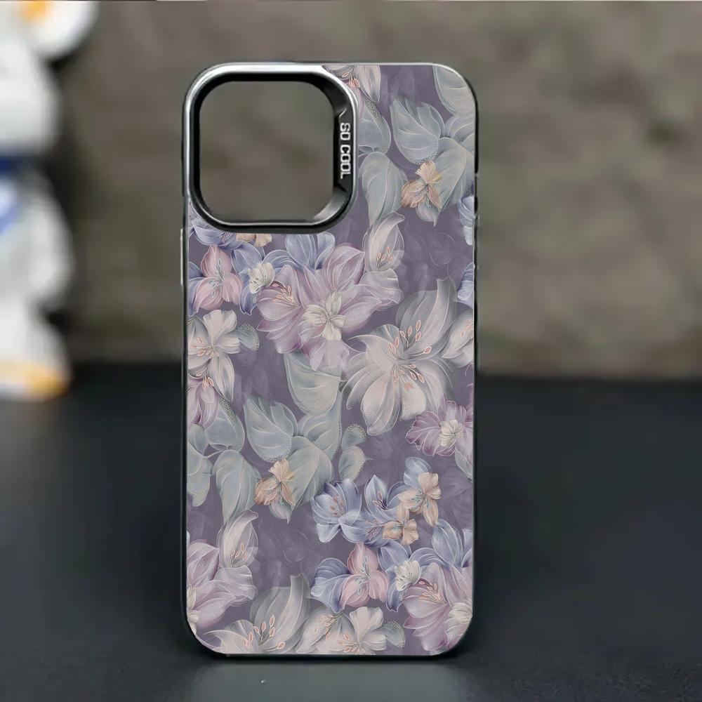 Фиолетовый чехол для телефона с цветочным принтом, подходит для iPhone 17 16 15 14 13 12 11 Pro/Max/Plus, противоударная задняя крышка