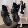Thick-soled Martin Boots for Women's 2025 Autumn and Winter New Thick-heeled Lace-up Cigarette Tube Elastic Boots British Style Chelsea Short Boots