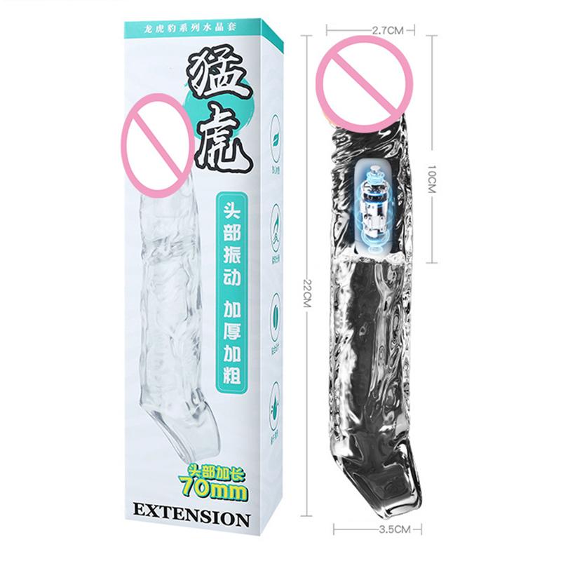 Men's Penis Enlarge Sheath Extra Lengthen Thicken Penis Enlargement Crystal Condom