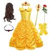 Belle Princess Dress Halloween Cosplay Beauty and The Beast Costumes 2-10Y Girls Birthday Party Children Clothing Gown