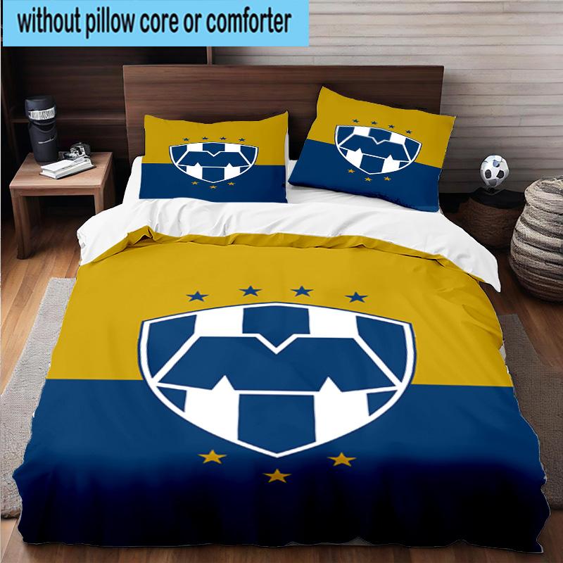3pcs C.F.Monterrey Football Crest Art Printed Bedding Set Duvet Cover Closure Includes 1 Duvet Cover & 2 Pillowcases Bedding Sets Home Decor Gifts