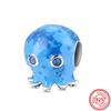 925 Silver Hermit Crab Gecko Jellyfish Dolphin Turtle Pendant Sky Blue Beads Fit Original  Charms Bracelet Europe Jewelry