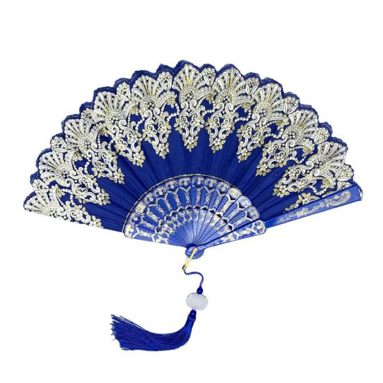 Chinese Style Folding Fan with Tassel Portable Summer Hand Held Fan Dance Performance Photo Props Party Costume Accessories Gift