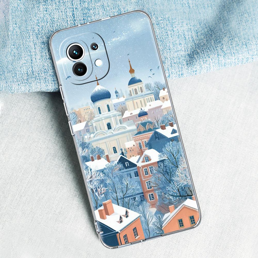 Чехол для телефона для Xiaomi Mi 15 14 13 12 11 Lite 15T 13T 12T Pro Poco X7 X6 X5 Pro 5G X3 NFC F7 F6 F5 Cover Мультяшный Рождественский стиль