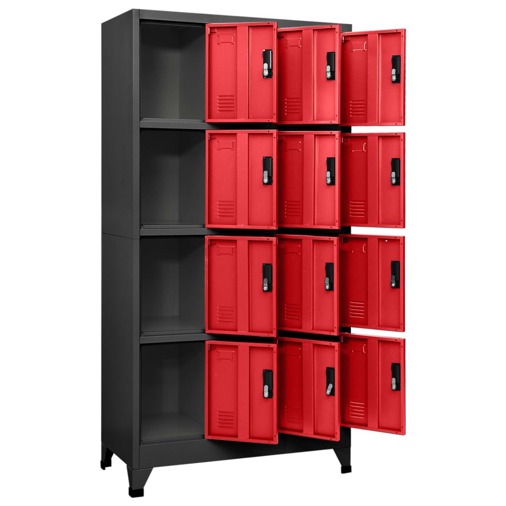 Locker Cabinet Anthracite and Red 90 x 45 x 180 cm Steel