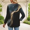 Women Plus Size Front Zip Long Sleeve Printed T Shirt Black Red White
