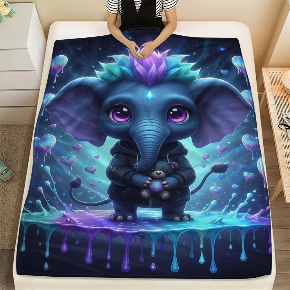 1Pc PunkLittleBeast Print Flannel Blanket, High quality Comfortable for All Seasons, Home Decor, Warmth and Comfort, Perfect for Christmas Gifts