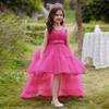 3-10 Years Kids Christmas Party Dresses For Girls Appliques Flower Elegant Wedding Dress With Bow Children Birthday Prom Gown