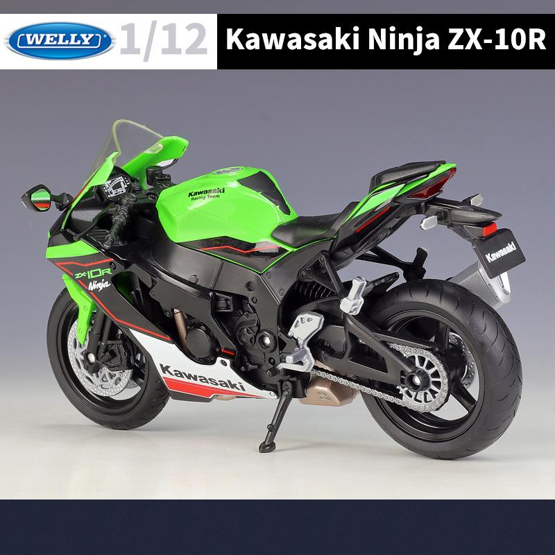 Welly 1/12 Kawasaki Ninja ZX-10R Heavy Locomoti Alloy Motorcycle Model Metal Toy Cross-country Racing Motorcycle Model Kids Gift