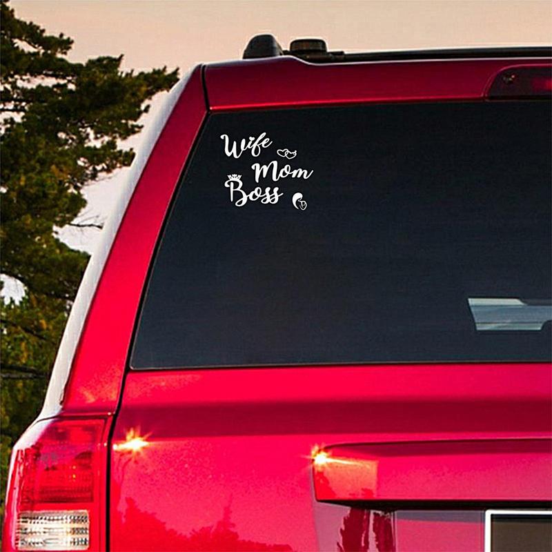 Жена, мама, босс, автомобильная наклейка, декоративные наклейки на бампер, наклейки на окна автомобиля, водонепроницаемые наклейки на окна, наклейки на кузов грузовика для