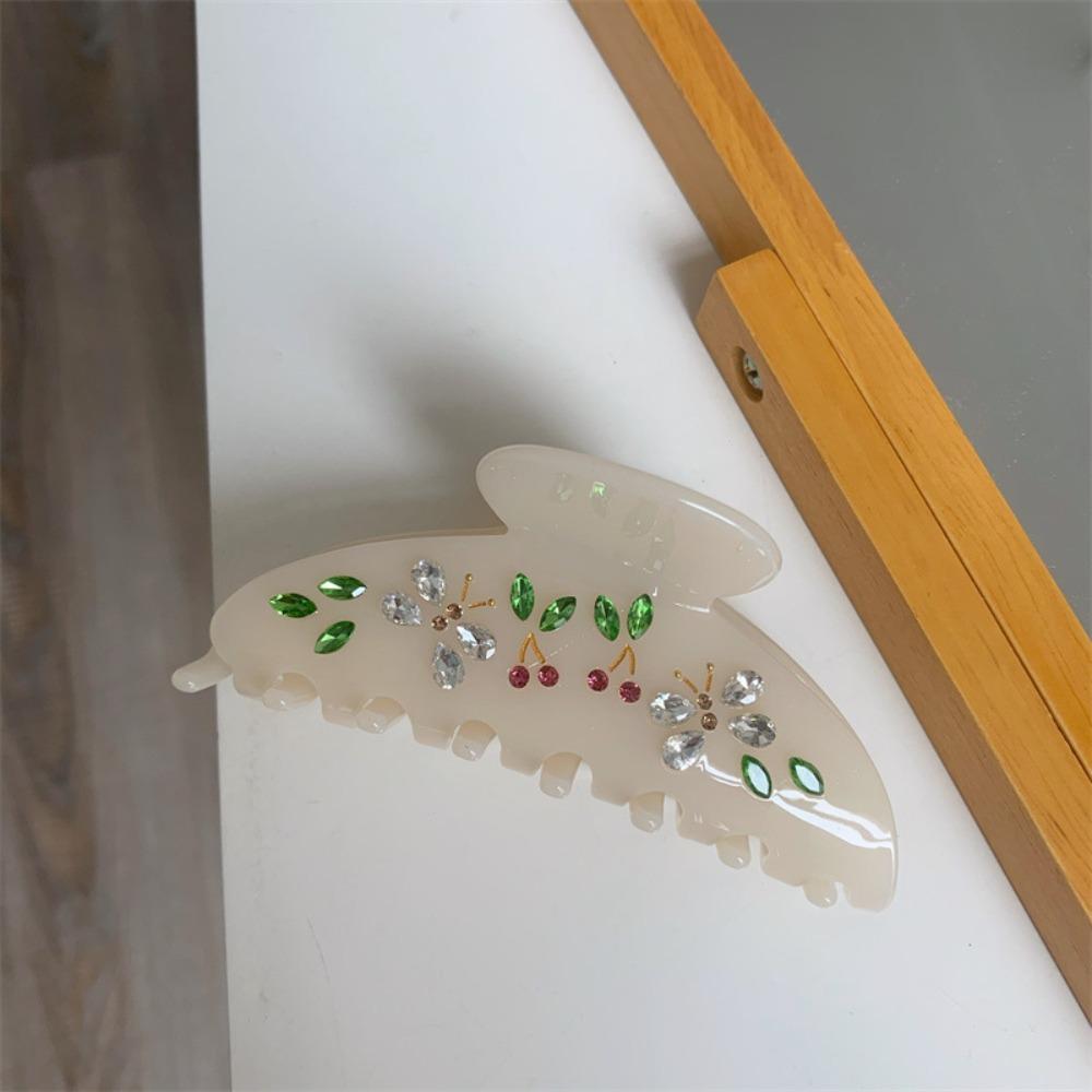 Rhinestone Acetic Acid Shark Clip Hair Clip Flower Hair Claw Transparent Acetate Hair Claw Girls