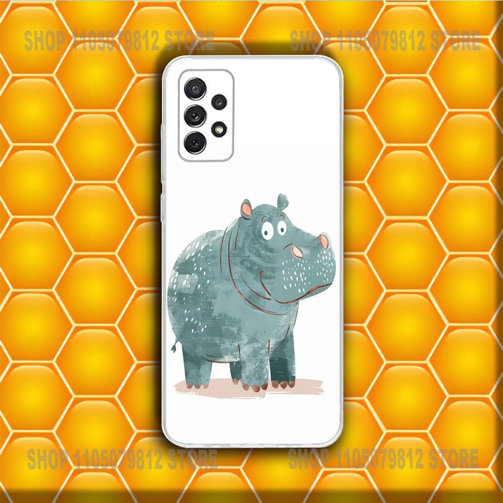 Cute Hippo Hippopotamus  Phone Case Silicone For Samsung S30,23,21,22,20 FE lite,S10,9,PIus Note20ultra Soft Transparent