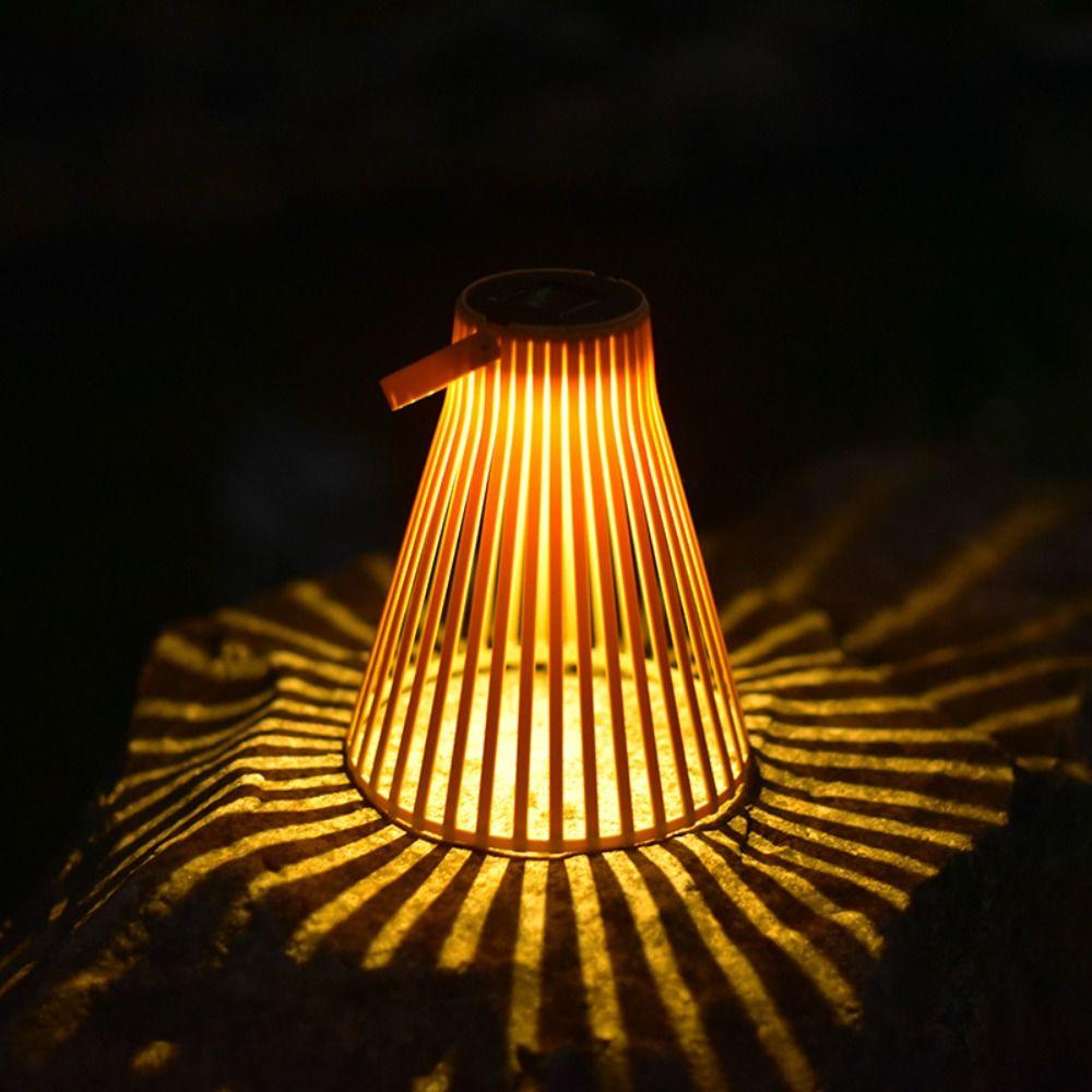 Retro Solar Lamps Waterproof Atmosphere Pendant Lamp Decor Rattan Chandelier Light Outdoor