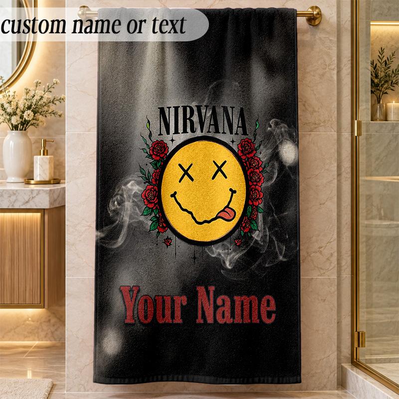 Beach TowelNirvana Custom Name Text Personalized Soft Towel for Beach Pool Indoor Home Decor Gift