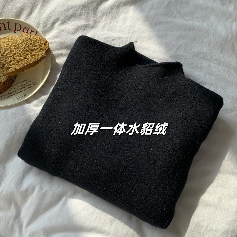 Мягкий восковой свитер с полуворотником-стойкой женский весенний приталенный пуловер, вязаный внутри с интегрированной толстой бархатной базовой рубашкой, трендовый топ