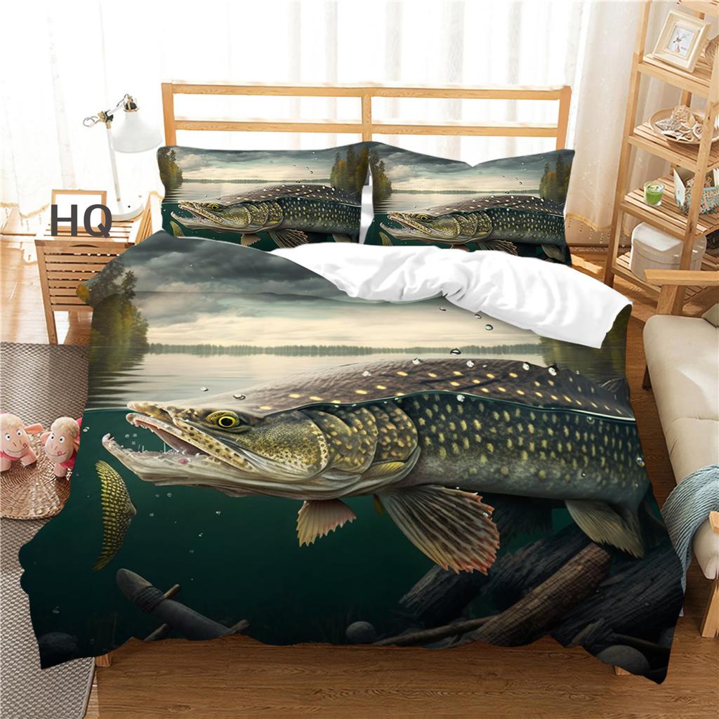 3D High-definition Digital Printed Fish Pattern Bedding Set Auspicious Koi Down Duvet and Pillowcase 2/3 Pieces AU/US/DE Full Size Home Decoration