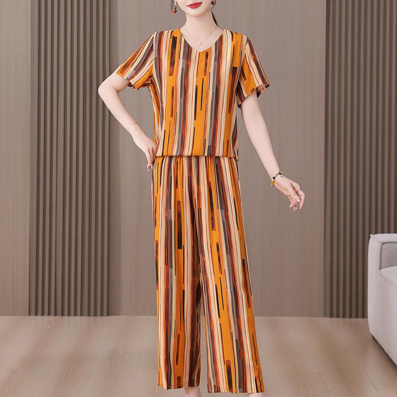 Летний женский комплект из двух предметов, большие размеры, элегантные широкие брюки из хлопка и льна, повседневная женская одежда