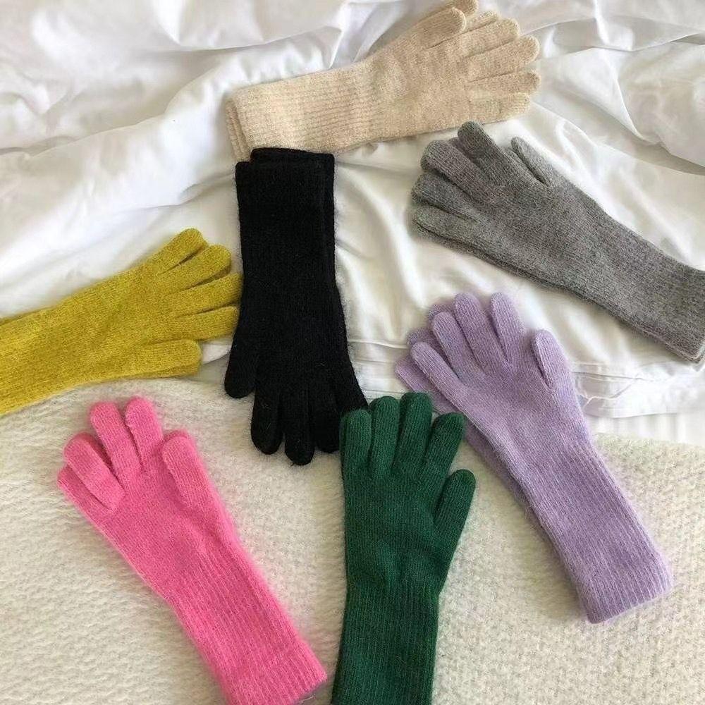 Full Fingers Long Wrist Gloves Rabbit Wool Winter Mittens Fashion Woolen Gloves Autumn Winter