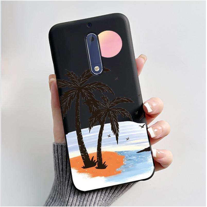 Чехол Для Nokia 5 Эстетичный Модный Милый Кот Мультяшный Черный Мягкий ТПУ Чехол для Телефона Для Nokia 5 Чехол-Бампер TA-1053 TA-1024
