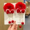 Tang Suit Children's New Year Headwear Hanfu Headwear Red Bow Hair Ring New Year Hair Rope  Kids