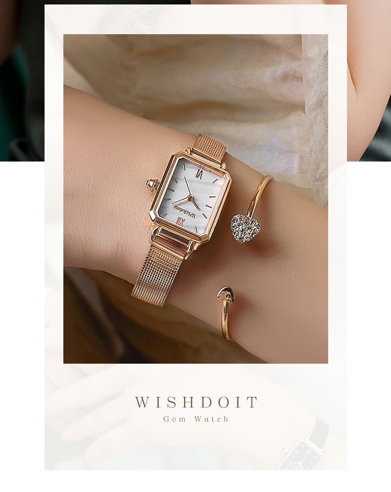 Женские швейцарские квадратные модные водонепроницаемые кварцевые часы