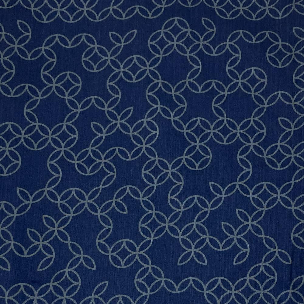 Киото Кимоно Юдзен Мужской Юката Набор (2 куска) - Хлопок, Квадратный оби, Мужское кимоно с узором «Водопад Сиппо», Темно-синий (Размер LL)