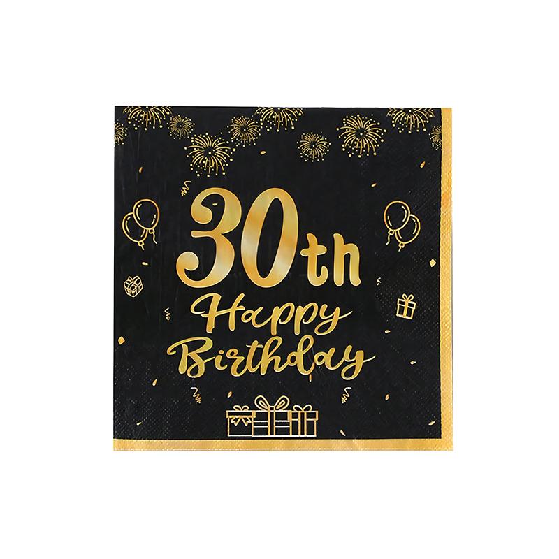 20 шт. Салфетки на 30-й, 40-й, 50-й, 60-й День Рождения Черно-Золотые Салфетки на Годовщину 'За 50 Лет!' Одноразовые Party Napkins